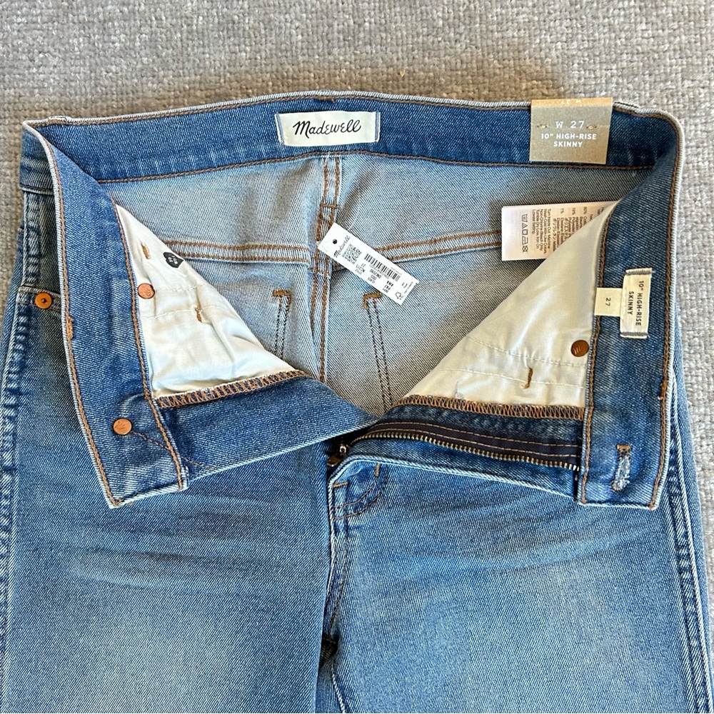 NWT Madewell 10" High-Rise Skinny Jeans Ainsworth Wash Raw Hem Size 27, NC315 - Picture 6 of 11